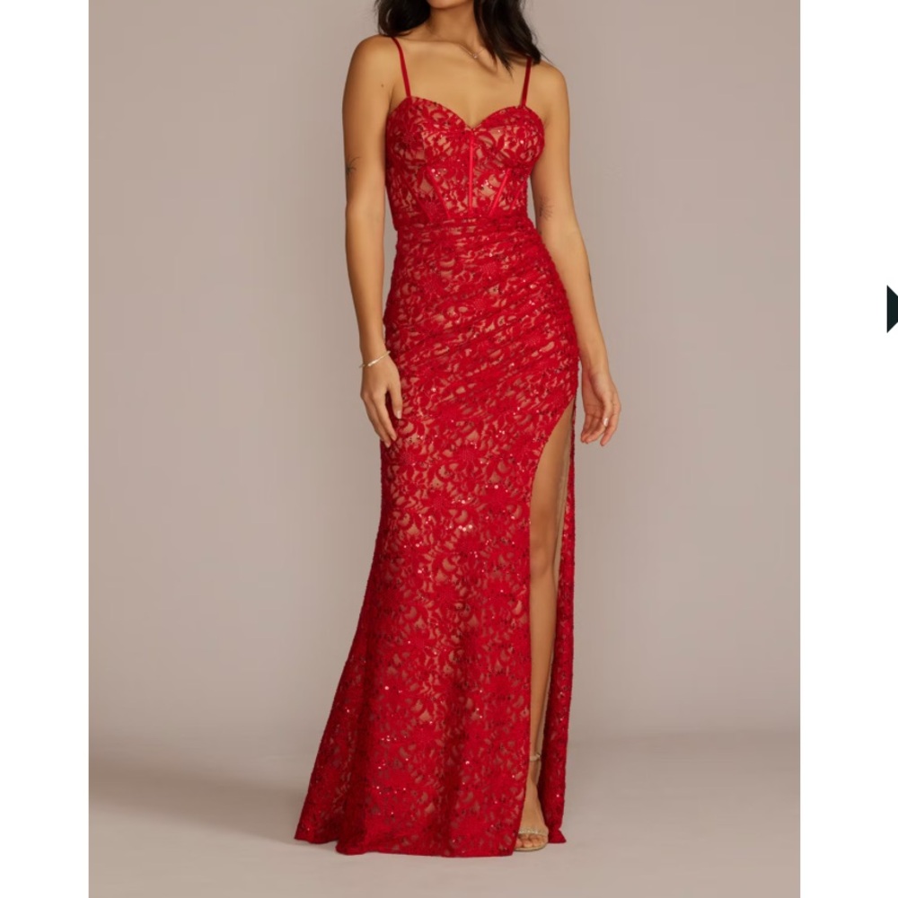 David's Bridal Red Prom dress